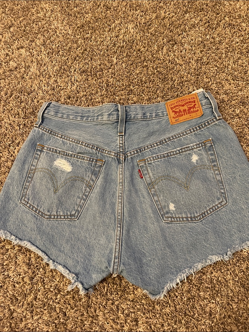 Levi's Light Blue Distressed Denim Cutoff Shorts